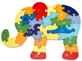 Obrázek z Skládačka dřevěná - puzzle - slon 